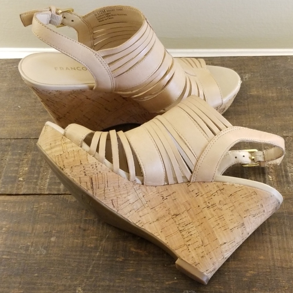 Franco Sarto | Leather Cork Wedges | 6.5